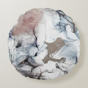 Alcohol Background. Gray and Black Stains. Ice Bac Round Cushion