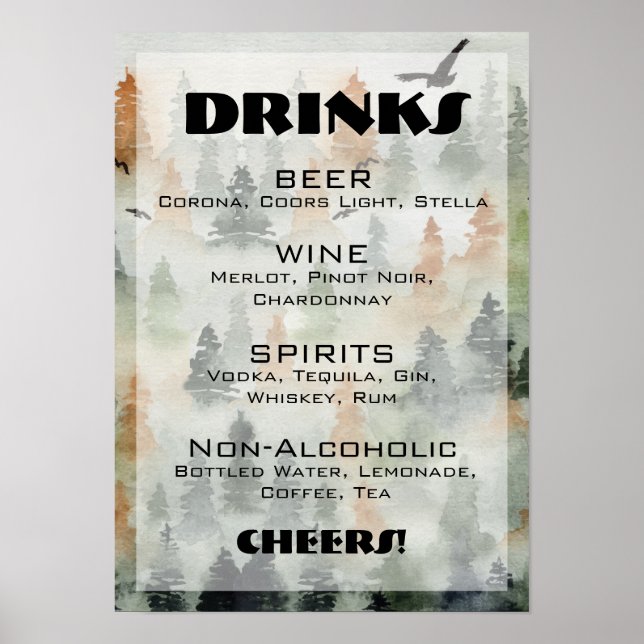Alcohol Cocktail Drinks Bar EDITABLE Poster (Front)