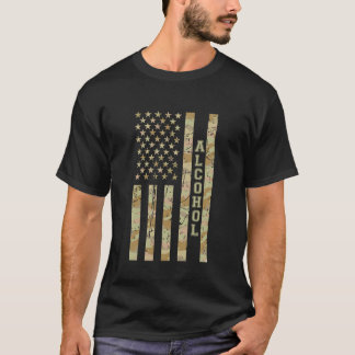 Alcohol Drinks Beverage Desert Camo Distressed Ame T-Shirt