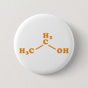 Alcohol Ethanol Molecular Chemical Formula 6 Cm Round Badge