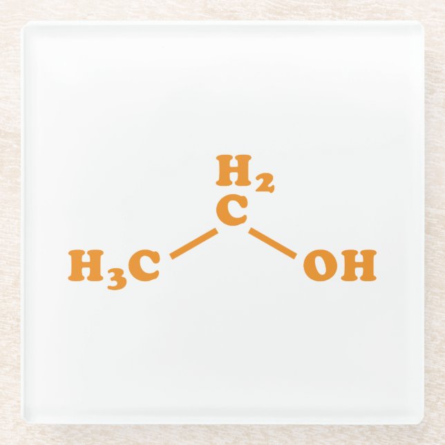 Alcohol Ethanol Molecular Chemical Formula Glass Coaster (Front)