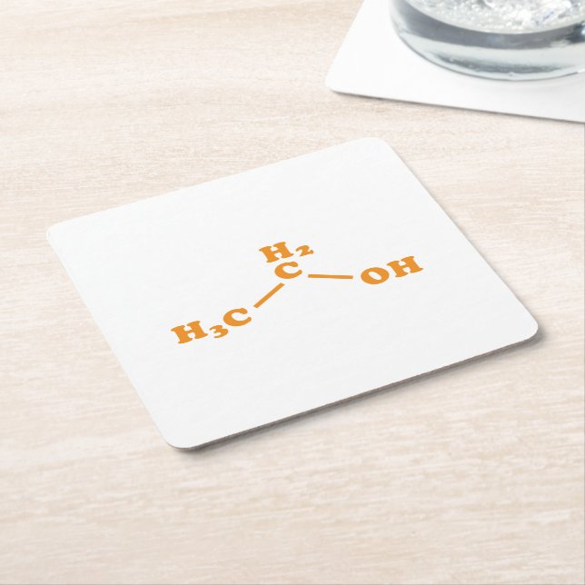 Alcohol Ethanol Molecular Chemical Formula Square Paper Coaster (Angled)