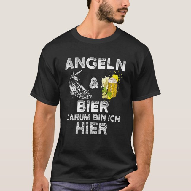 Alcohol Fishing   Fishing And Beer Darum Bin Ich H T-Shirt (Front)