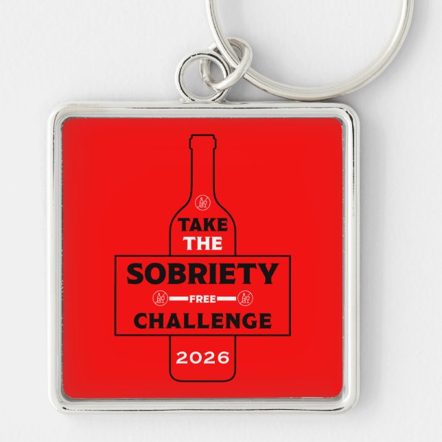  Alcohol Free And Sober Key Ring (Front)