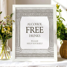 Alcohol Free Drinks tabletop sign with columns
