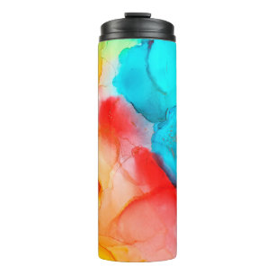 Alcohol ink abstract background, macro photoabstra thermal tumbler