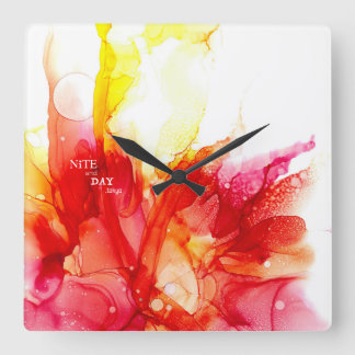 Alcohol Ink - Abstract Painting - Square Wall Cloc Square Wall Clock