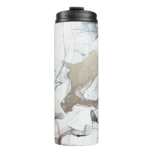 Alcohol Ink Art. Delicate and Black Spots. Sky clo Thermal Tumbler