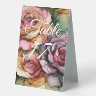 Alcohol ink art, dusky rose, modern floral art