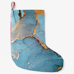 Alcohol Ink Art. Sapphirine and Sea colour Divorce Small Christmas Stocking