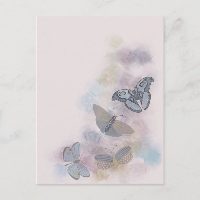 Alcohol Ink Butterflies Announcement Postcard (Front)