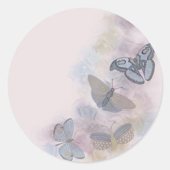 Alcohol Ink Butterflies   Classic Round Sticker (Front)