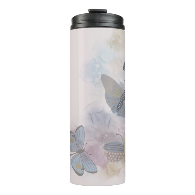 Alcohol Ink Butterflies  Thermal Tumbler (Front)