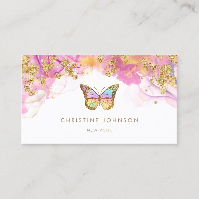 alcohol ink butterfly logo business card (Front)