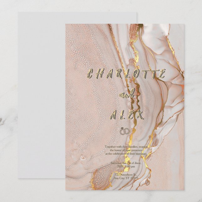 Alcohol Ink Chic Wedding Invitation (Front/Back)