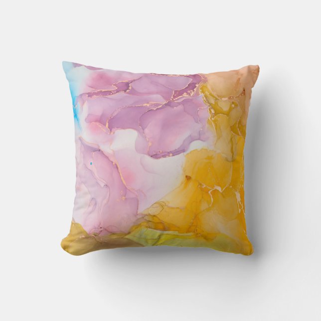 Alcohol ink colors translucent. Fluid Art. Modern  Cushion (Front)