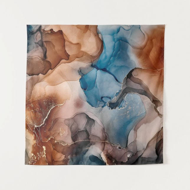 Alcohol ink colours translucent. Abstract multicol Tapestry (Front)