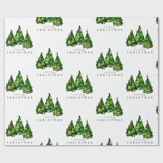 Alcohol Ink Design Christmas Tree Gift Wrap