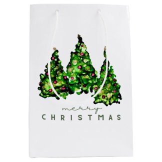 Alcohol Ink Design Christmas Tree Gift Wrap Medium Gift Bag
