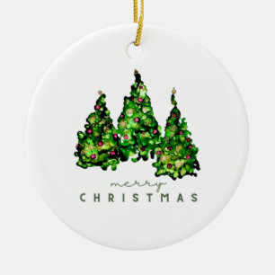 Alcohol Ink Design Christmas Tree Holiday Card Ceramic Tree Decoration