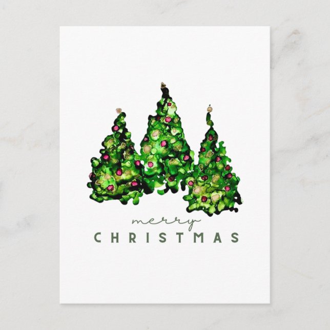 Alcohol Ink Design Christmas Tree Postcard (Front)