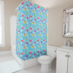 Alcohol ink Fish with bubbles Shower Curtain