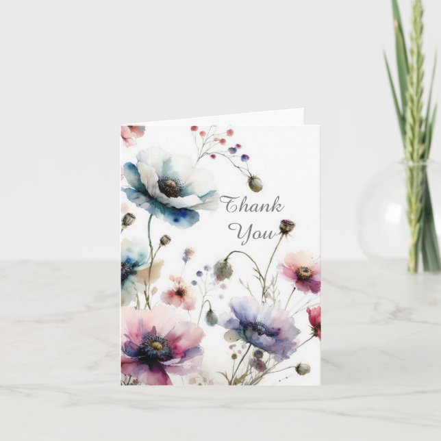 Alcohol Ink Floral Thank You Note Card (Front)