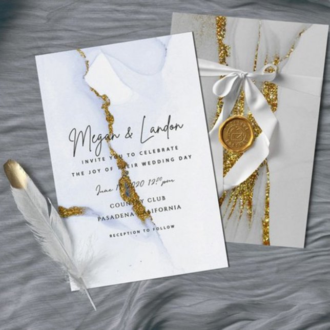 Alcohol Ink Glitter Wedding Invitation (Creator Uploaded)