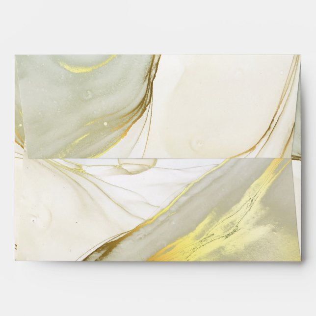 Alcohol Ink Gold Chic Elegant Envelope (Back (Top Flap))