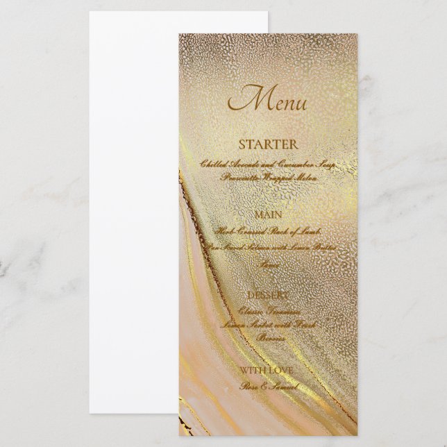 Alcohol Ink Gold Elegant Flat Menu (Front/Back)