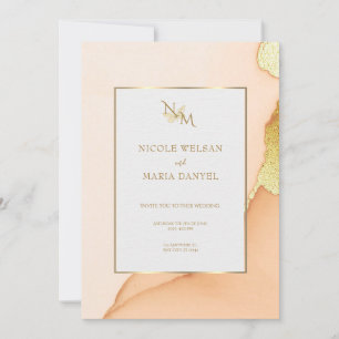 Alcohol Ink Gold Elegant Wedding Invitation