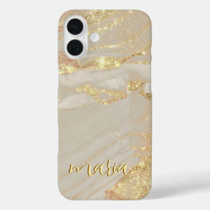 Alcohol Ink Gold Monogrammed Case- Mate iPhone iPhone 16 Plus Case