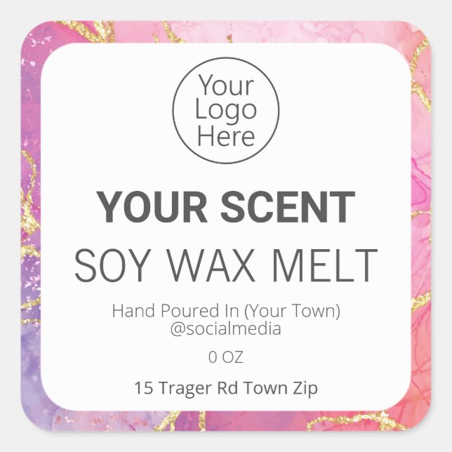 Alcohol Ink Gold Vein Soy Wax Melt Product Labels (Front)