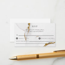 Alcohol Ink Handmade Glitter Wedding RSVP Card