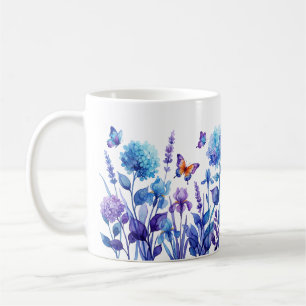 Alcohol Ink Hydrangea Iris Lavender Butterfly Mug