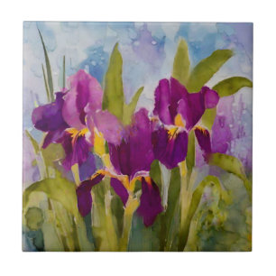 Alcohol ink irises tile
