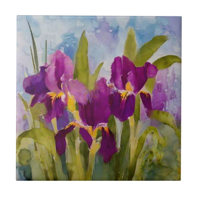 Alcohol ink irises tile (Front)