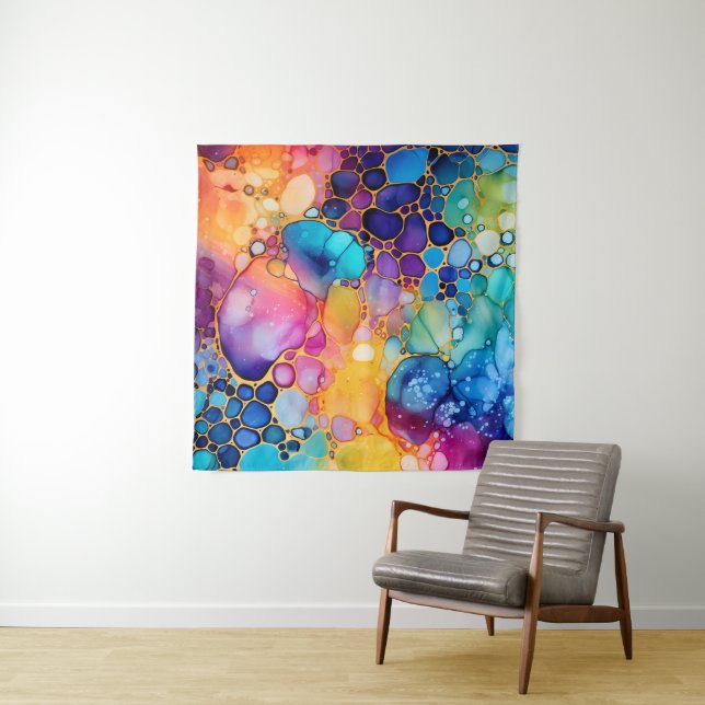 Alcohol ink modern watercolors background tapestry (In Situ (Horizontal))