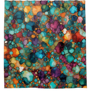 Alcohol Ink Pattern Colourful Vibrant Shower Curtain
