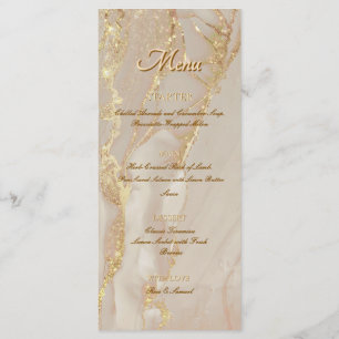 Alcohol Ink Pink Glitter Gold Elegant Flat Menu