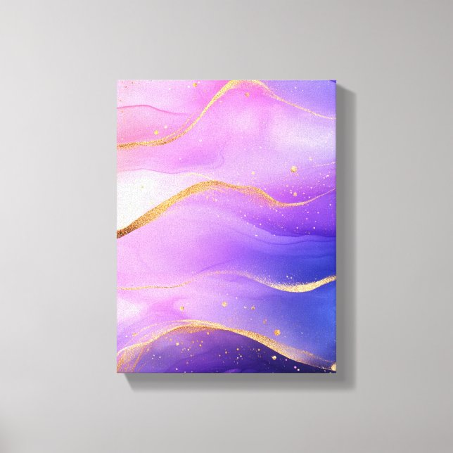 alcohol ink purple gold art canvas print (Front)