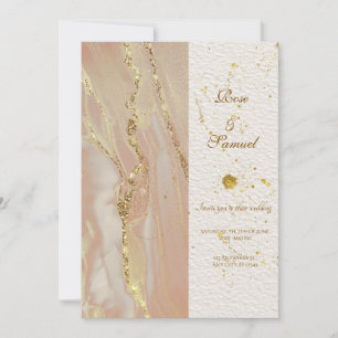 Alcohol Ink Rose Glitter Chic Wedding Invitation