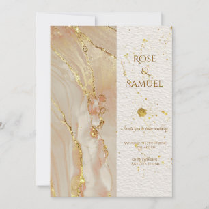 Alcohol Ink Rose Glitter Gold Wedding Invitation