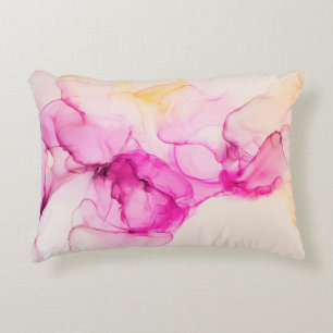 Alcohol ink sea texture. Contemporary art. Spots o Decorative Cushion