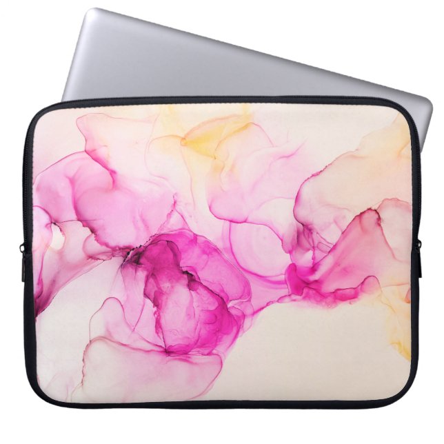 Alcohol ink sea texture. Contemporary art. Spots o Laptop Sleeve (Front)