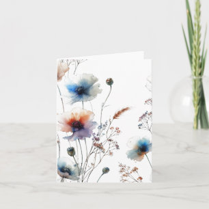 Alcohol Ink Watercolor Floral Blank Note Card
