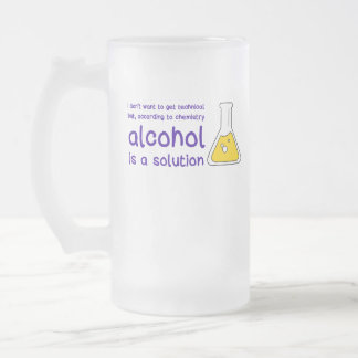 "Alcohol is a Solution" frosted glass beer mug