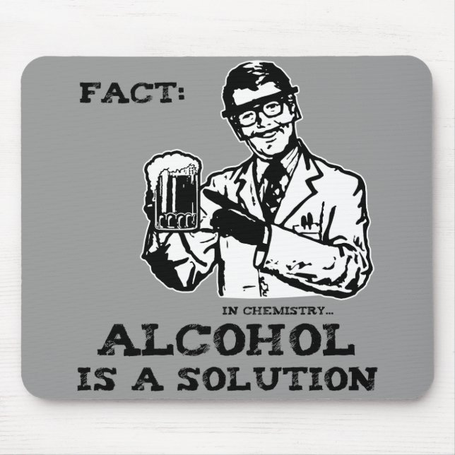Alcohol is a Solution in Chemistry Retro Mouse Mat (Front)