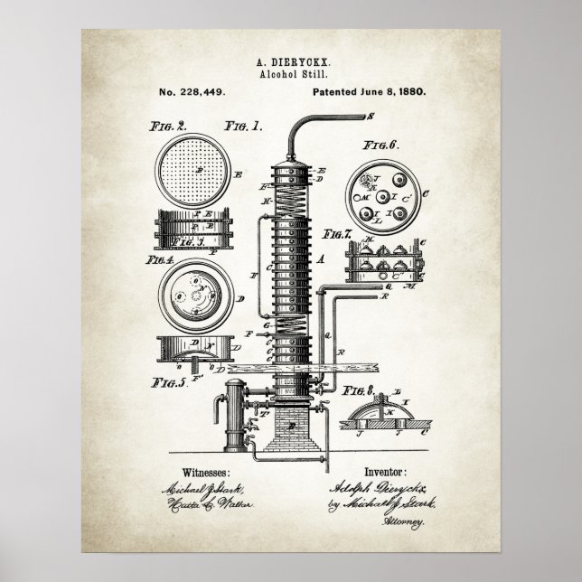 Alcohol Still Patent Poster (Front)