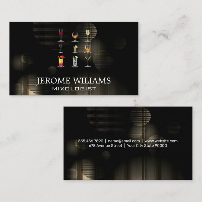 Alcoholic Beverages | Lights Backdrop  Business Card (Front/Back)
